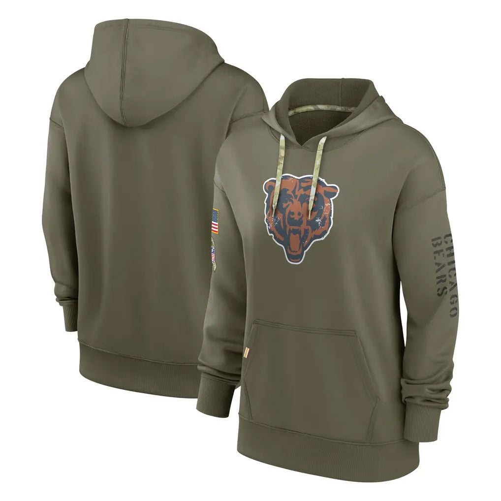 Kooe C.Bears Olive Salute to Service Pullover Hoodies Blank Player Stitched Jerseys