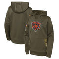Kooe C.Bears Olive Salute to Service Pullover Hoodies Limited Blank Player Stitched Jerseys