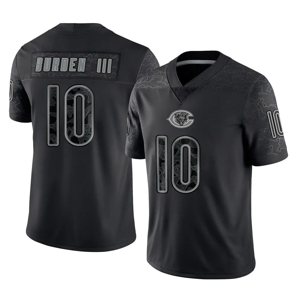 Kooe C.Bears #10 Luther Burden III Player Black REFLECTIVE Limited Game Stitched Jerseys