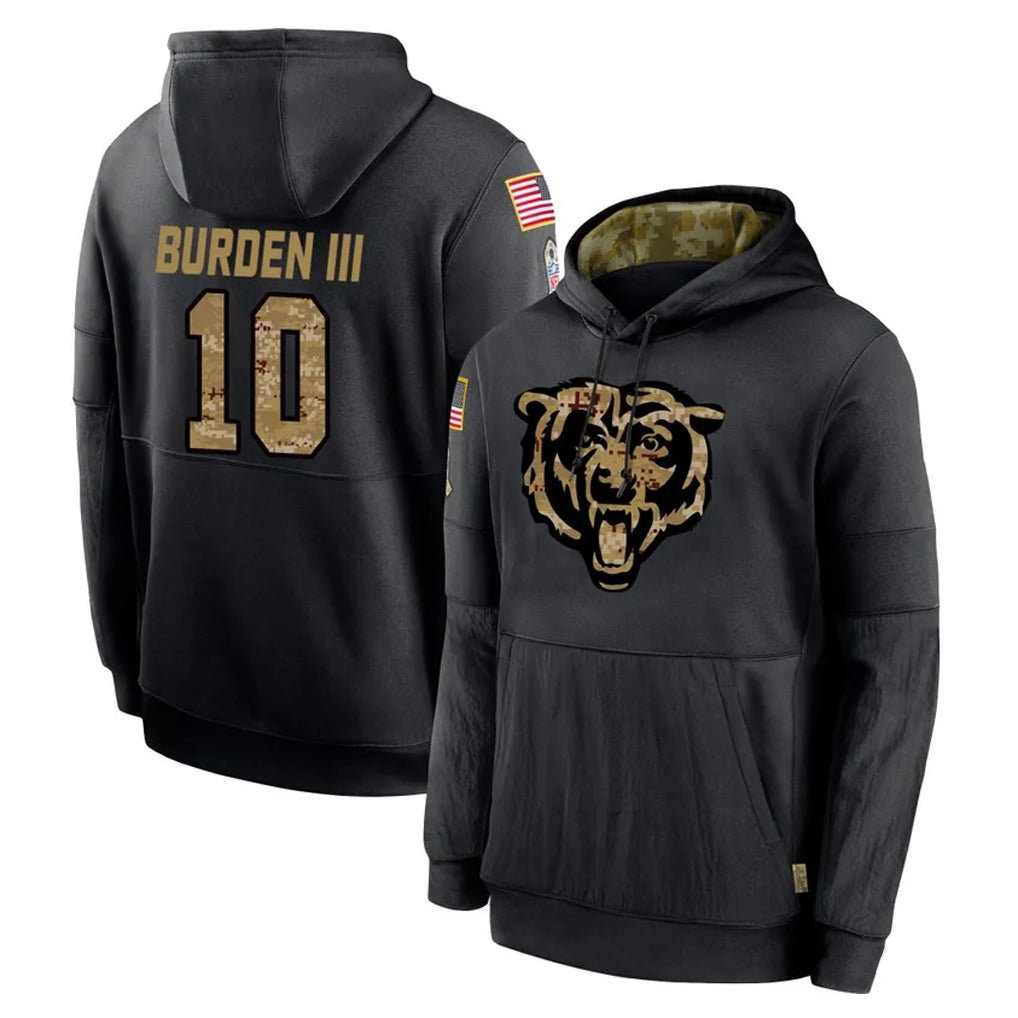 Kooe C.Bears #10 Luther Burden III Player Black Salute to Service Pullover Hoodies Limited Stitched Jerseys