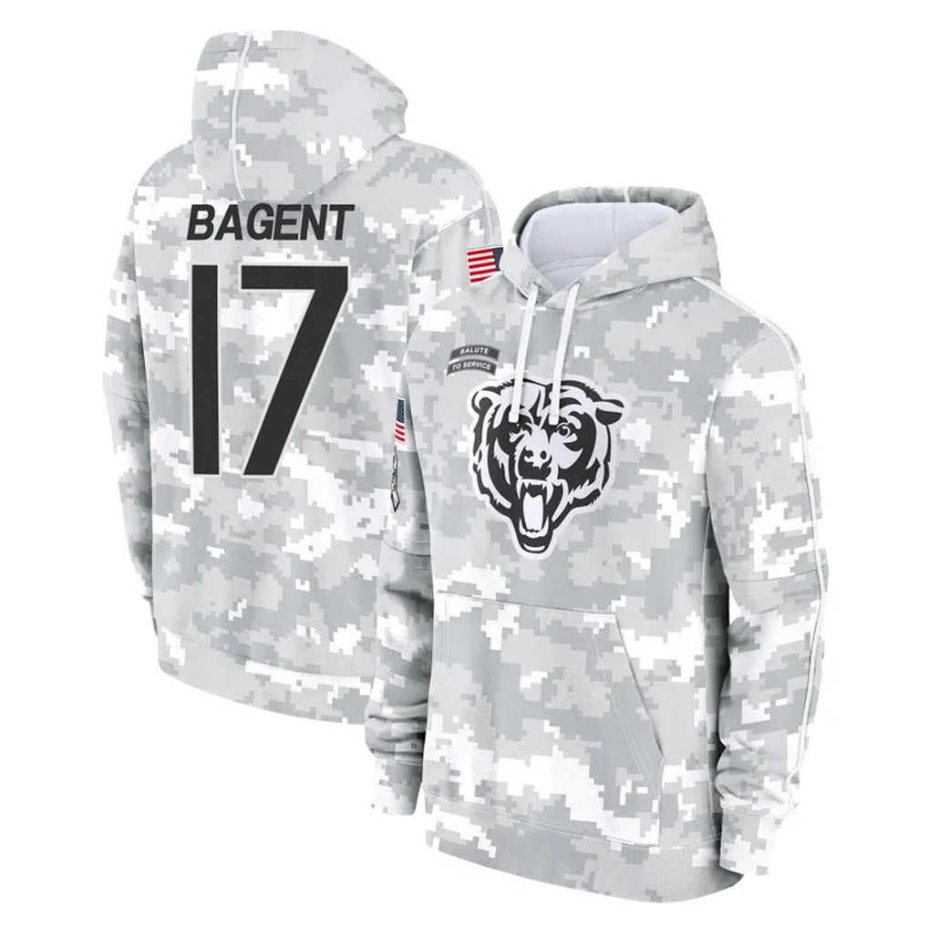 Kooe C.Bears #17 Tyson Bagent Player Arctic Camo Salute to Service Pullover Hoodies Limited Stitched Jerseys