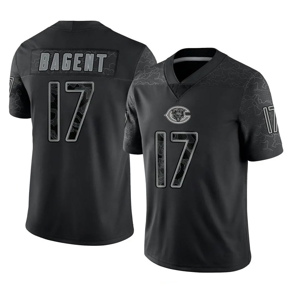 Kooe C.Bears #17 Tyson Bagent Player Black REFLECTIVE Limited Game Stitched Jerseys