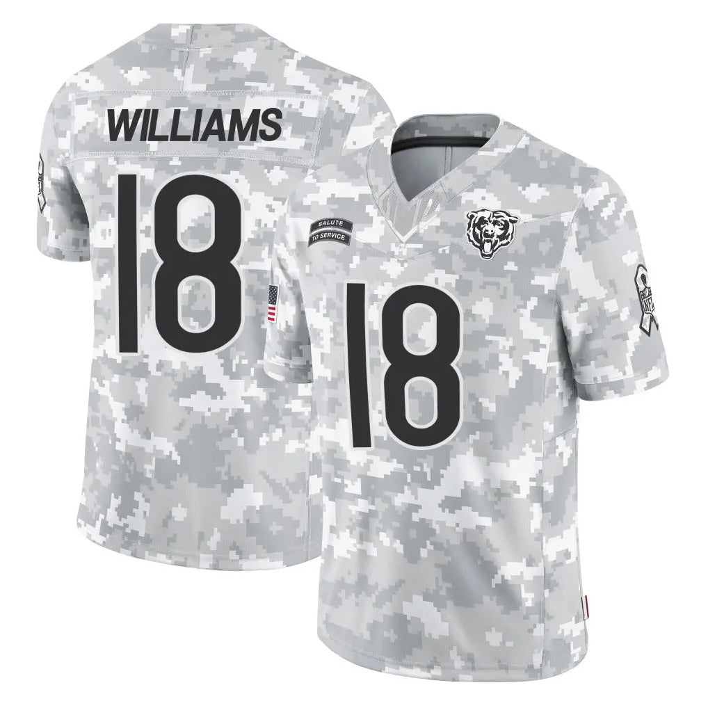 Kooe C.Bears #18 Caleb Williams Player Arctic Camo Salute to Service Limited Stitched Jerseys
