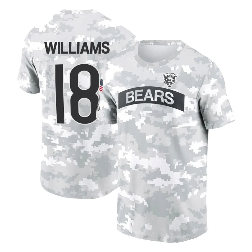 Kooe C.Bears #18 Caleb Williams Player Arctic Camo Salute to Service Performance T-Shirt Limited Stitched Jerseys