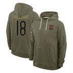 Kooe C.Bears #18 Caleb Williams Player Olive Salute to Service Pullover Hoodies Limited Stitched Jerseys