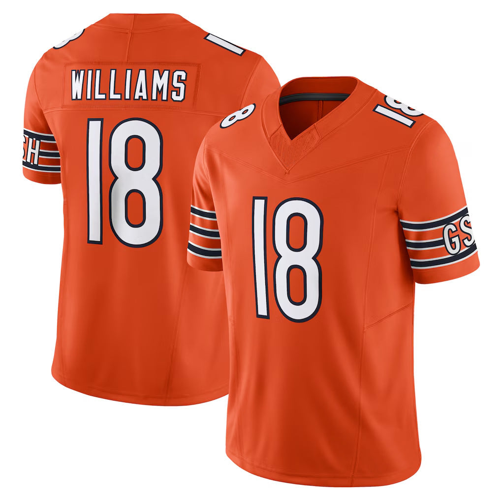 Kooe C.Bears #18 Caleb Williams Player Orange Vapor F.U.S.E. Limited Home Game Stitched Jerseys