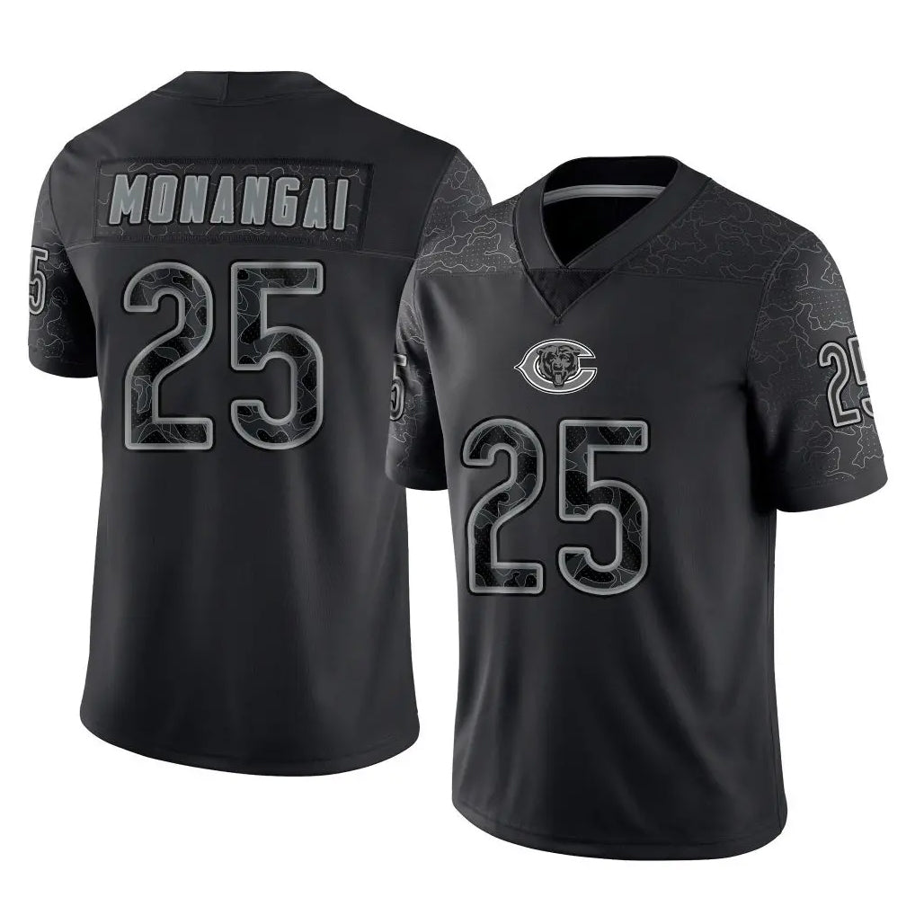 Kooe C.Bears #25 Kyle Monangai Player Black REFLECTIVE Limited Game Stitched Jerseys