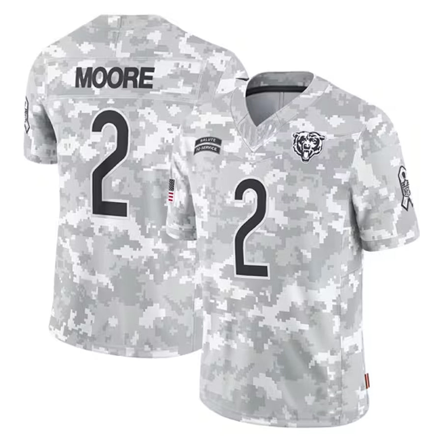 Kooe C.Bears #2 D.J. Moore Player White Arctic Camo Salute to Service Limited Stitched Jerseys