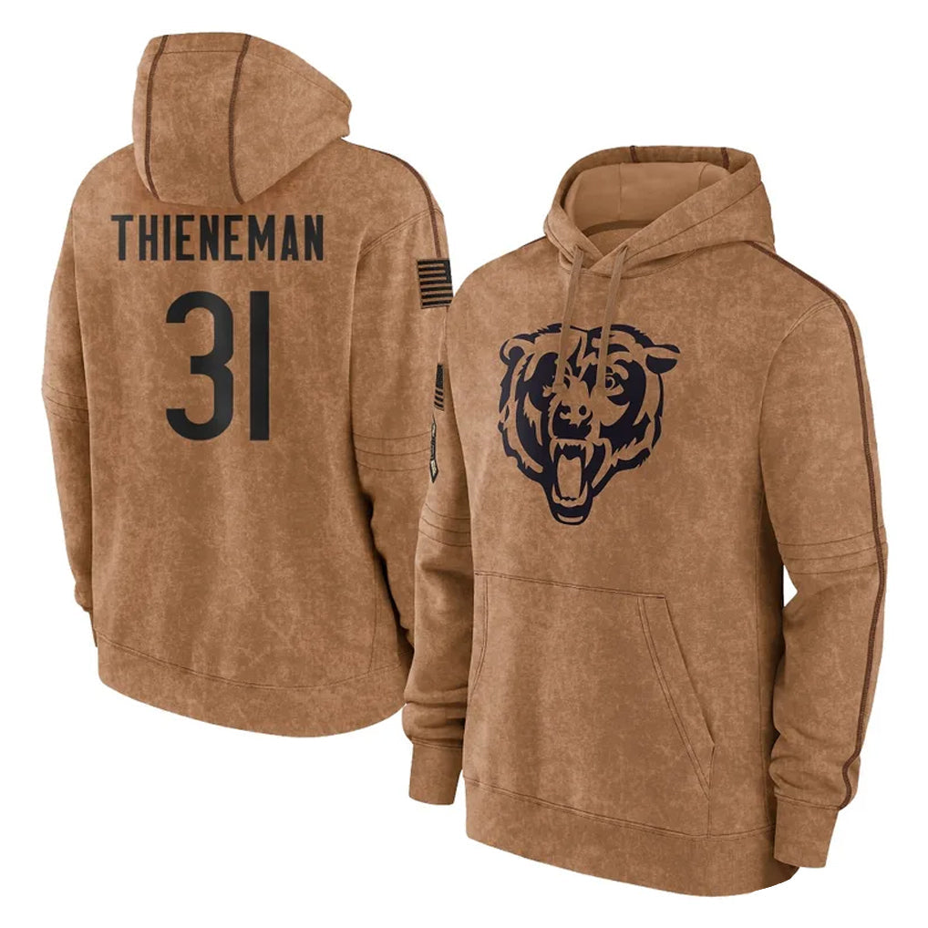 Kooe C.Bears #31 Dillon Thieneman Player Brown Salute to Service Pullover Hoodies Limited Stitched Jerseys