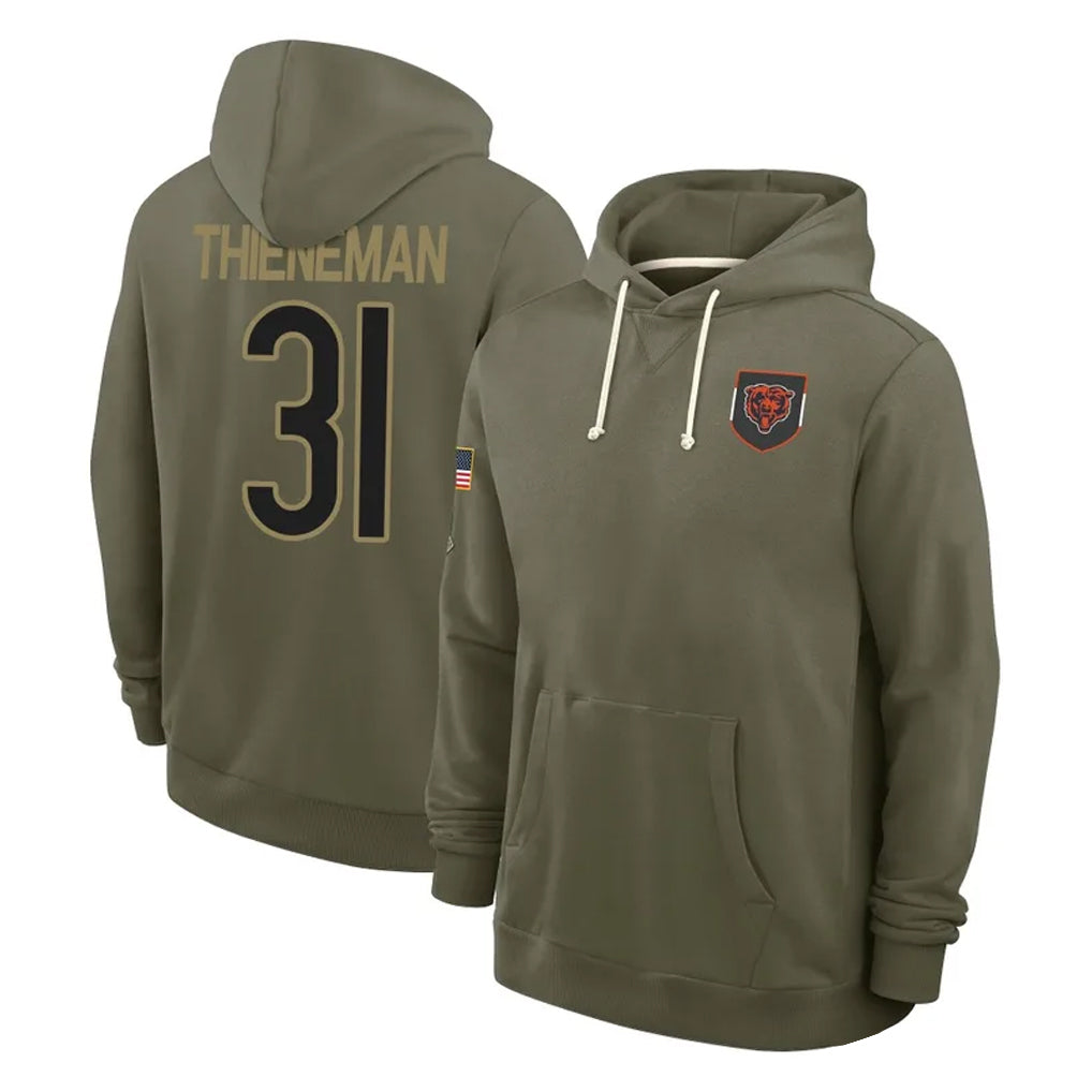 Kooe C.Bears #31 Dillon Thieneman Player Olive Salute to Service Pullover Hoodies Limited Stitched Jerseys