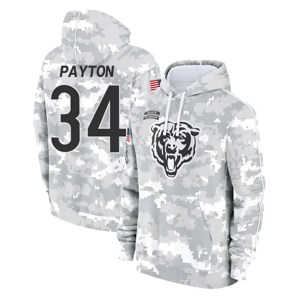 Kooe C.Bears #34 Walter Payton Player Arctic Camo Salute to Service Pullover Hoodies Limited Stitched Jerseys