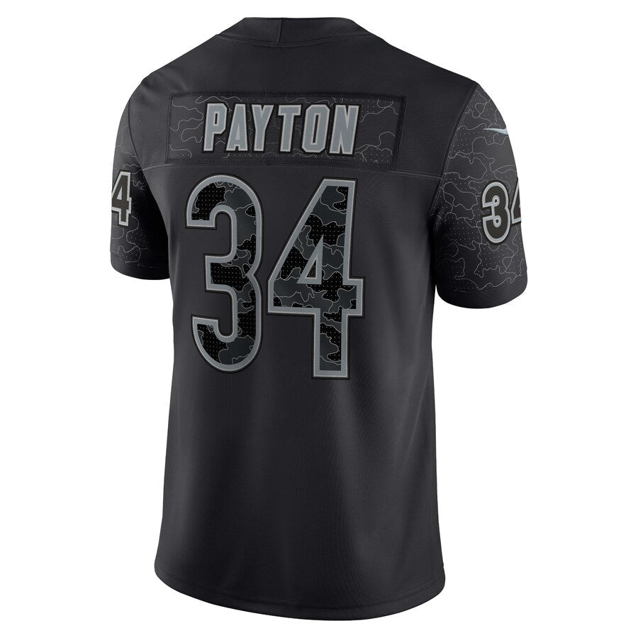 Kooe C.Bears #34 Walter Payton Player Black RFLCTV Limited Game Stitched Jerseys