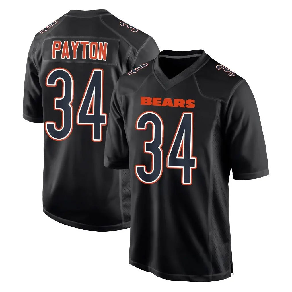 Kooe C.Bears #34 Walter Payton Player Carbon Black Fashion Game Stitched Jerseys