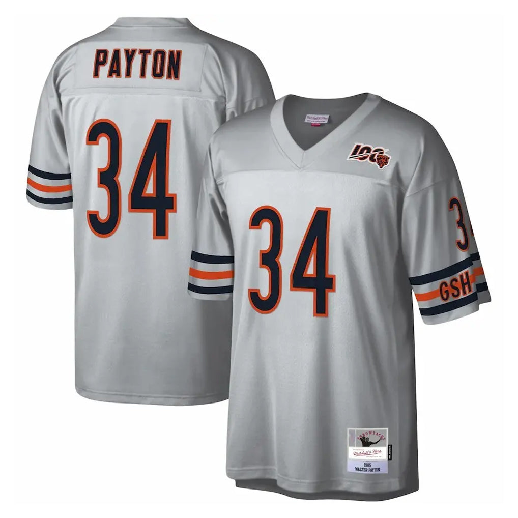 Kooe C.Bears #34 Walter Payton Player Silver Mitchell & Ness Legacy Replica Stitched Jerseys