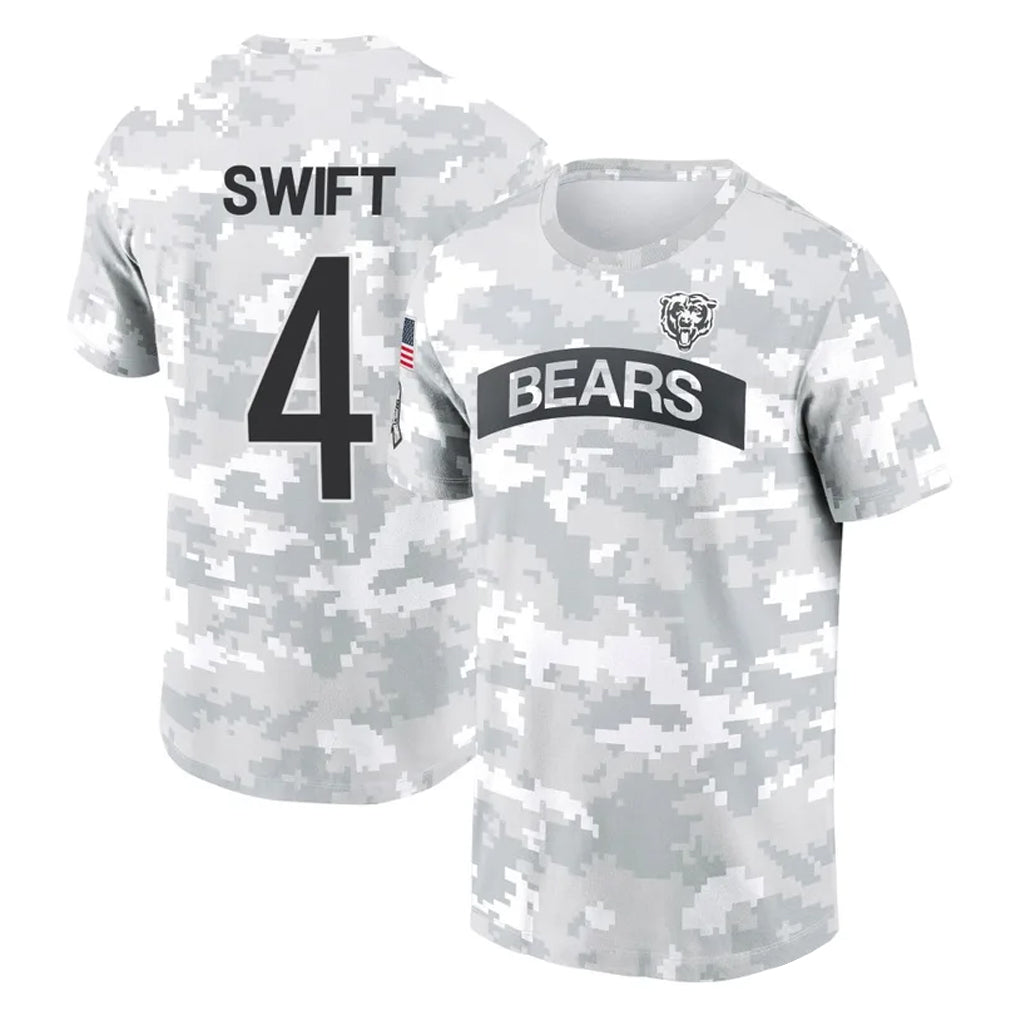 Kooe C.Bears #4 D'Andre Swift Player Arctic Camo Salute to Service Performance T-Shirt Limited Stitched Jerseys