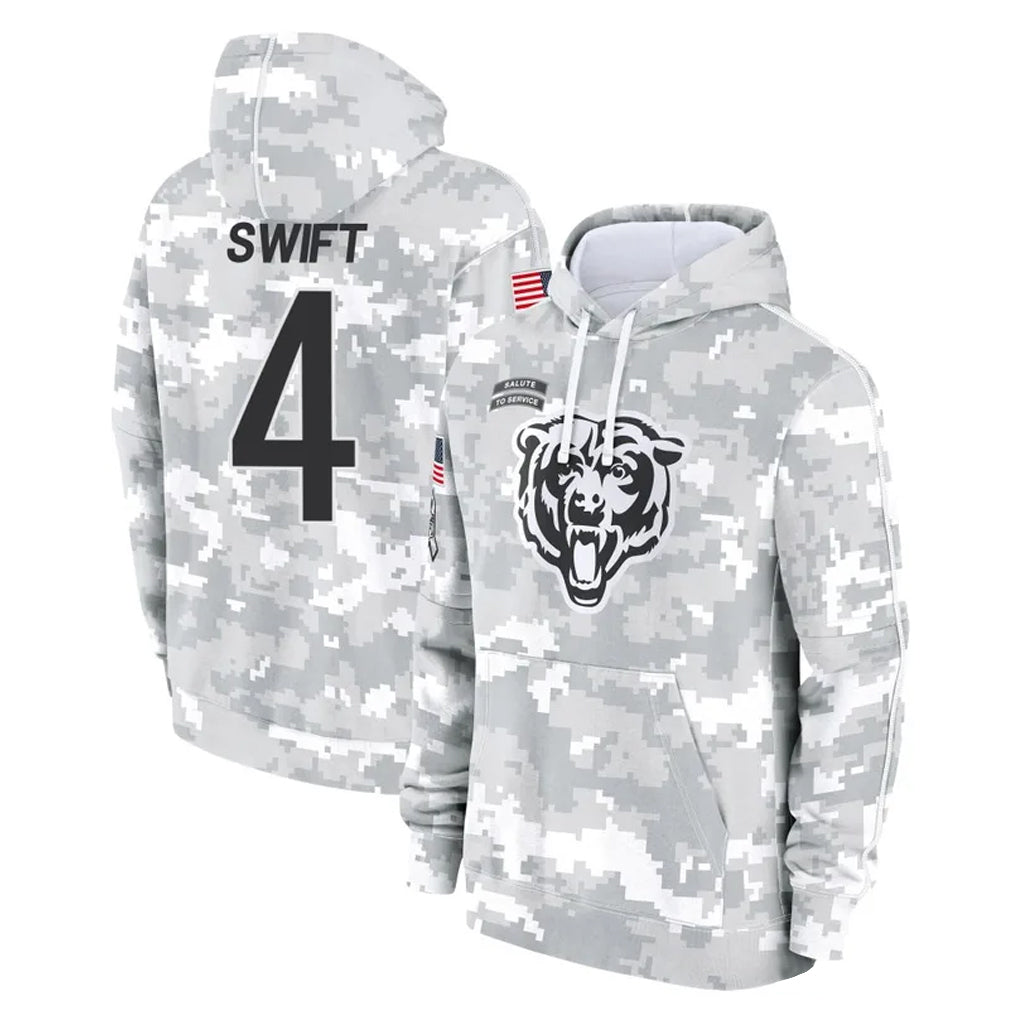 Kooe C.Bears #4 D'Andre Swift Player Arctic Camo Salute to Service Pullover Hoodies Limited Stitched Jerseys