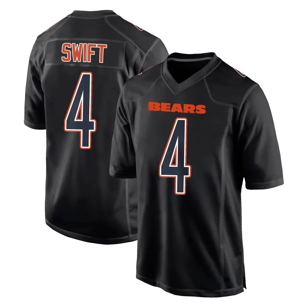 Kooe C.Bears #4 D'Andre Swift Player Carbon Black Fashion Game Stitched Jerseys