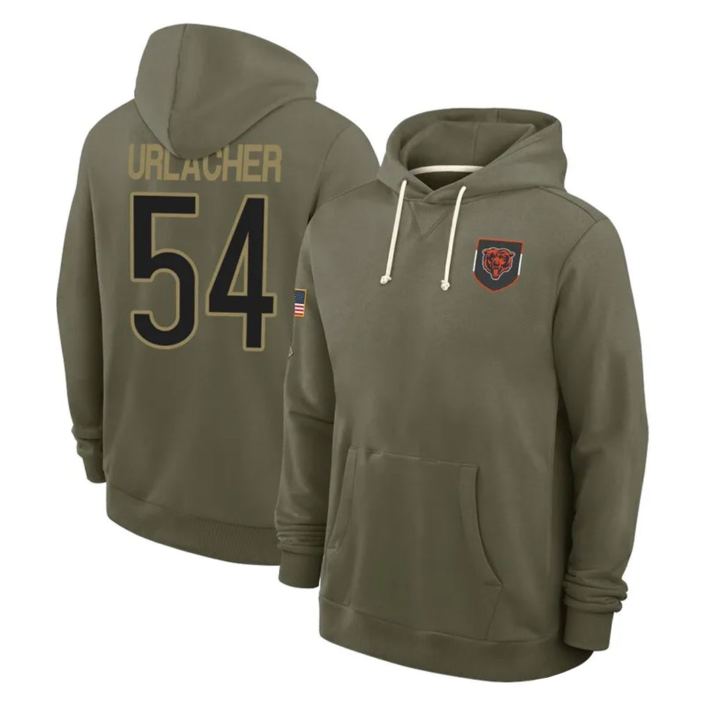 Kooe C.Bears #54 Brian Urlacher Player Olive Salute to Service Pullover Hoodies Limited Stitched Jerseys
