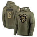 Kooe C.Bears #6 Kyler Gordon Player Olive Salute to Service Pullover Hoodies Home Game Stitched Jerseys