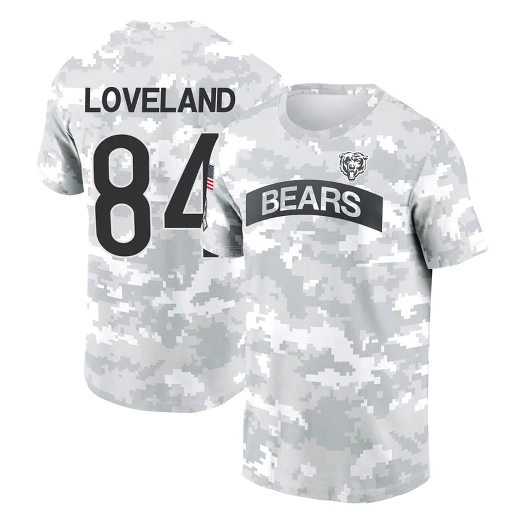Kooe C.Bears #84 Colston Loveland Player Arctic Camo Salute to Service Performance T-Shirt Limited Stitched Jerseys