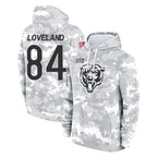 Kooe C.Bears #84 Colston Loveland Player Arctic Camo Salute to Service Pullover Hoodies Limited Stitched Jerseys