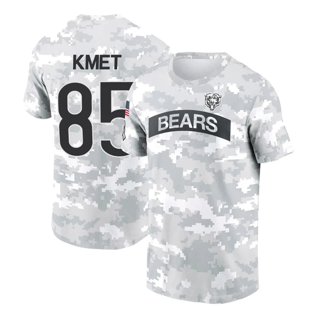 Kooe C.Bears #85 Cole Kmet Player Arctic Camo Salute to Service Performance T-Shirt Limited Stitched Jerseys