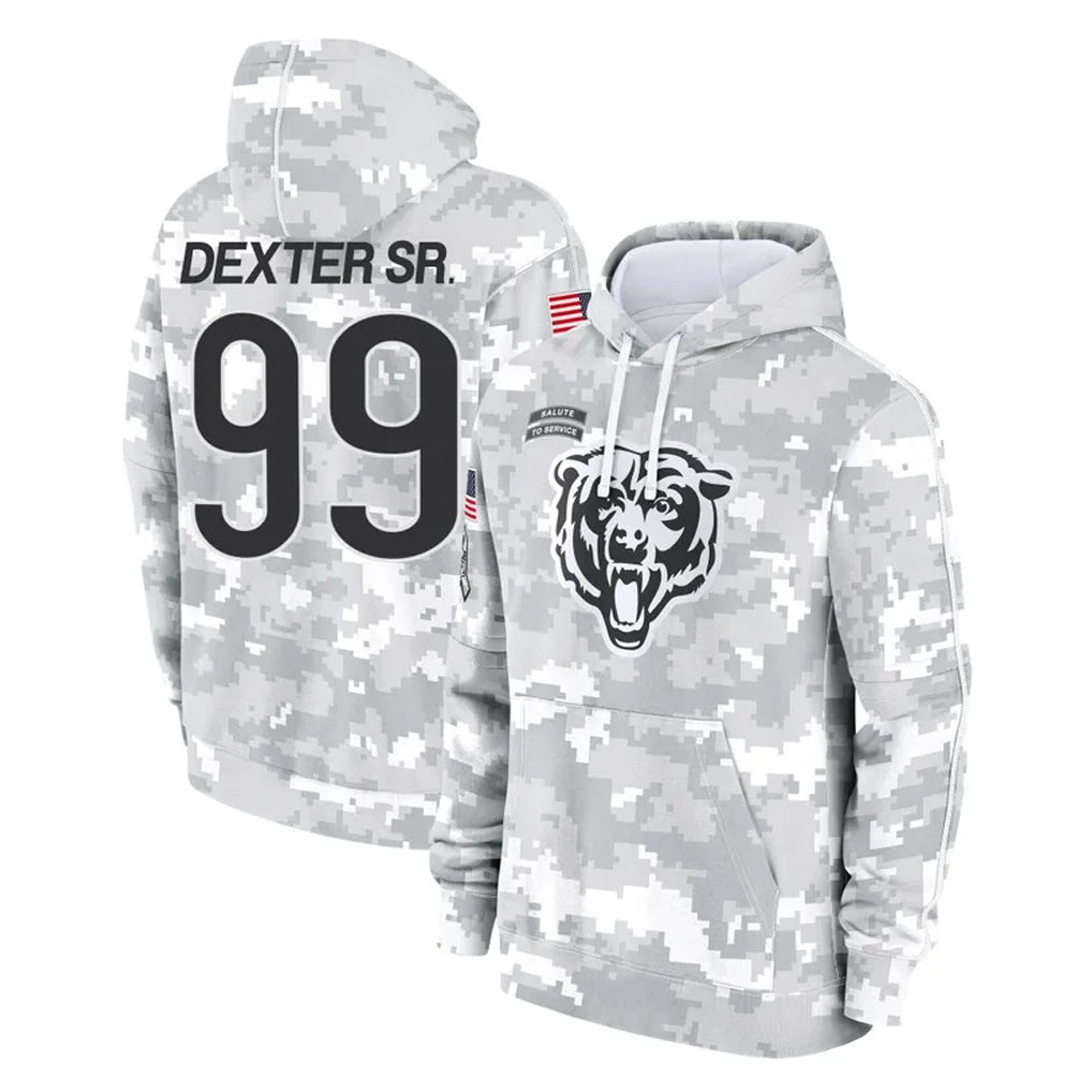Kooe C.Bears #99 Gervon Dexter Sr. Player Arctic Camo Salute to Service Pullover Hoodies Limited Stitched Jerseys
