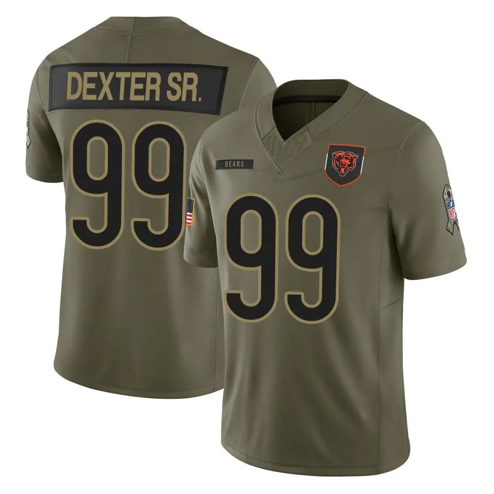 Kooe C.Bears #99 Gervon Dexter Sr. Player Olive Salute to Service Limited Home Game Stitched Jerseys