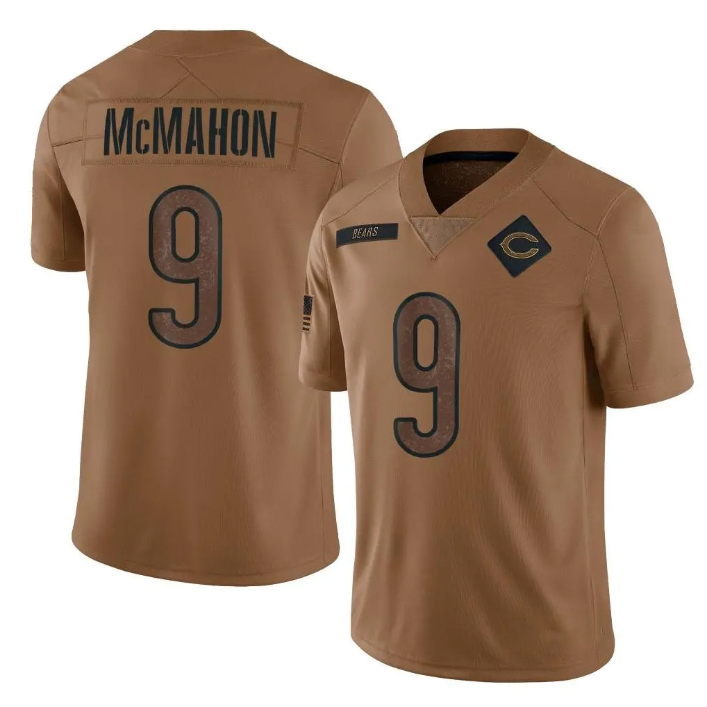 Kooe C.Bears #9 Jim McMahon Player Brown Salute to Service Limited Stitched Jerseys