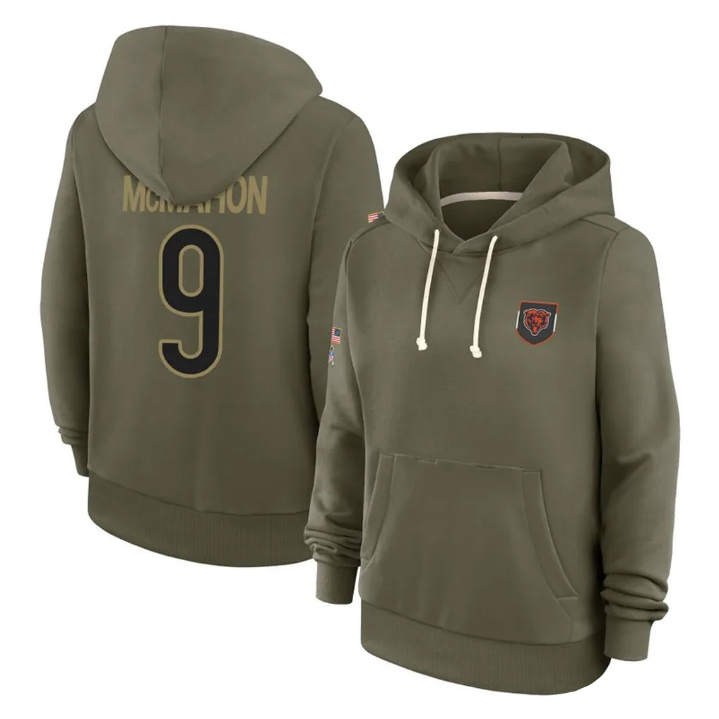 Kooe C.Bears #9 Jim McMahon Player Olive Salute to Service Pullover Hoodies Limited Stitched Jerseys