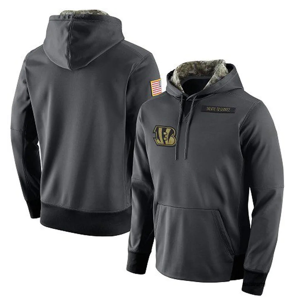 Kooe C.Bengals Anthracite Salute to Service Player Performance Hoodie Blank Player Stitched Jerseys