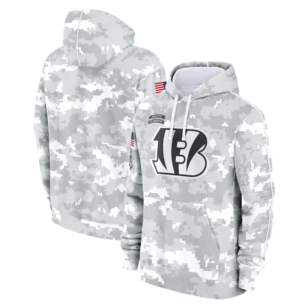 Kooe C.Bengals Arctic Camo Salute to Service Pullover Hoodie Limited Blank Player Stitched Jerseys