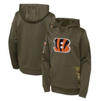 Kooe C.Bengals Olive Salute to Service Performance Pullover Hoodie Blank Player Stitched Jerseys