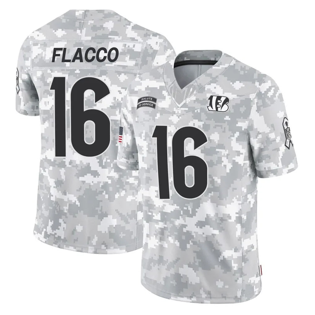Kooe C.Bengals #16 Joe Flacco Player Arctic Camo Salute to Service Limited Stitched Jerseys