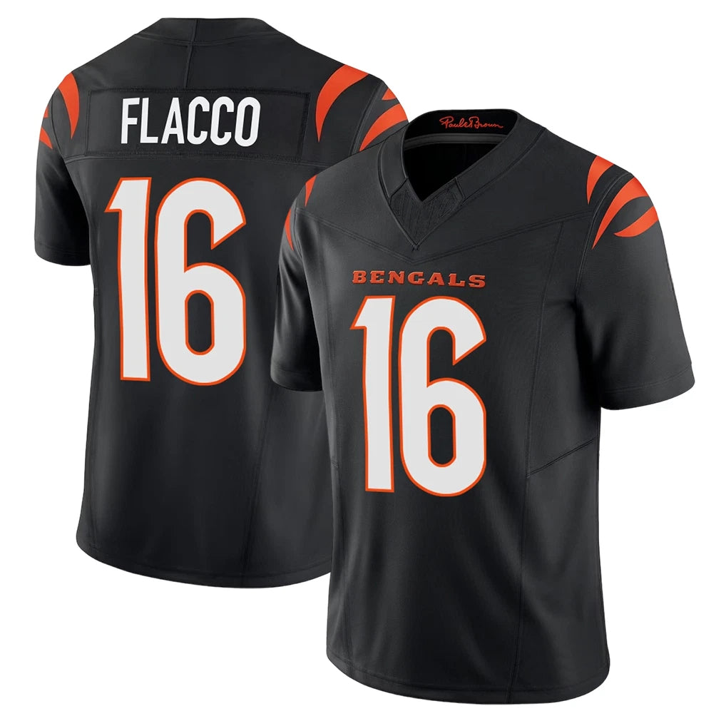 Kooe C.Bengals #16 Joe Flacco Player Black Vapor F.U.S.E. Limited Home Game Stitched Jerseys
