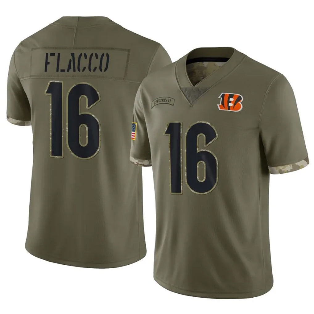 Kooe C.Bengals #16 Joe Flacco Player Olive Salute to Service Limited Game Stitched Jerseys