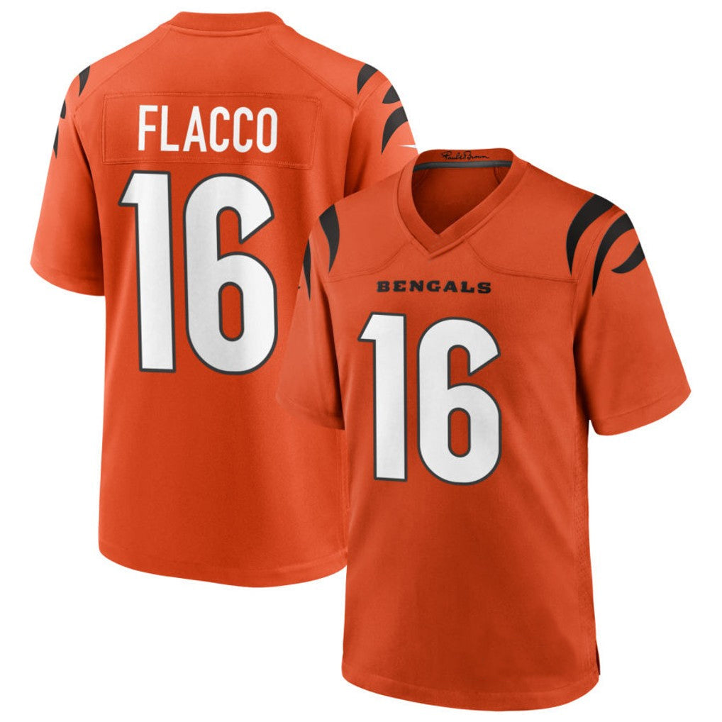 Kooe C.Bengals #16 Joe Flacco Player Orange Home Game Stitched Jerseys