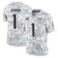 Kooe C.Bengals #1 Ja'Marr Chase Player Arctic Camo Salute to Service Limited Stitched Jerseys