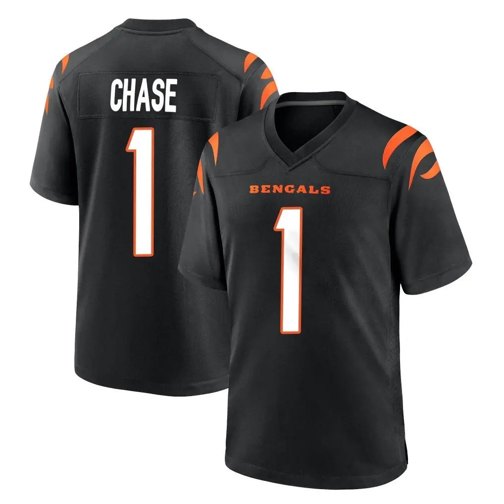 Kooe C.Bengals #1 Ja'Marr Chase Player Black Home Game Stitched Jerseys