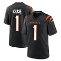 Kooe C.Bengals #1 Ja'Marr Chase Player Black Home Game Stitched Jerseys