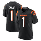 Kooe C.Bengals #1 Ja'Marr Chase Player Black Home Game Stitched Jerseys