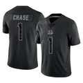 Kooe C.Bengals #1 Ja'Marr Chase Player Black Reflective Limited Game Stitched Jerseys