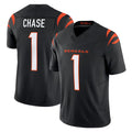 Kooe C.Bengals #1 Ja'Marr Chase Player Black Vapor F.U.S.E. Limited Home Game Stitched Jerseys