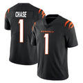 Kooe C.Bengals #1 Ja'Marr Chase Player Black Vapor Untouchable Limited Home Game Stitched Jerseys