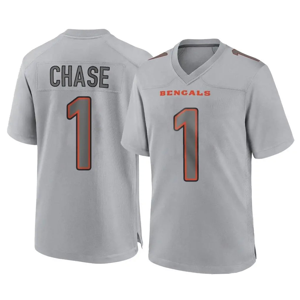 Kooe C.Bengals #1 Ja'Marr Chase Player Gray Atmosphere Fashion Game Stitched Jerseys