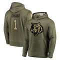 Kooe C.Bengals #1 Ja'Marr Chase Player Olive Salute to Service Pullover Hoodies Home Game Stitched Jerseys
