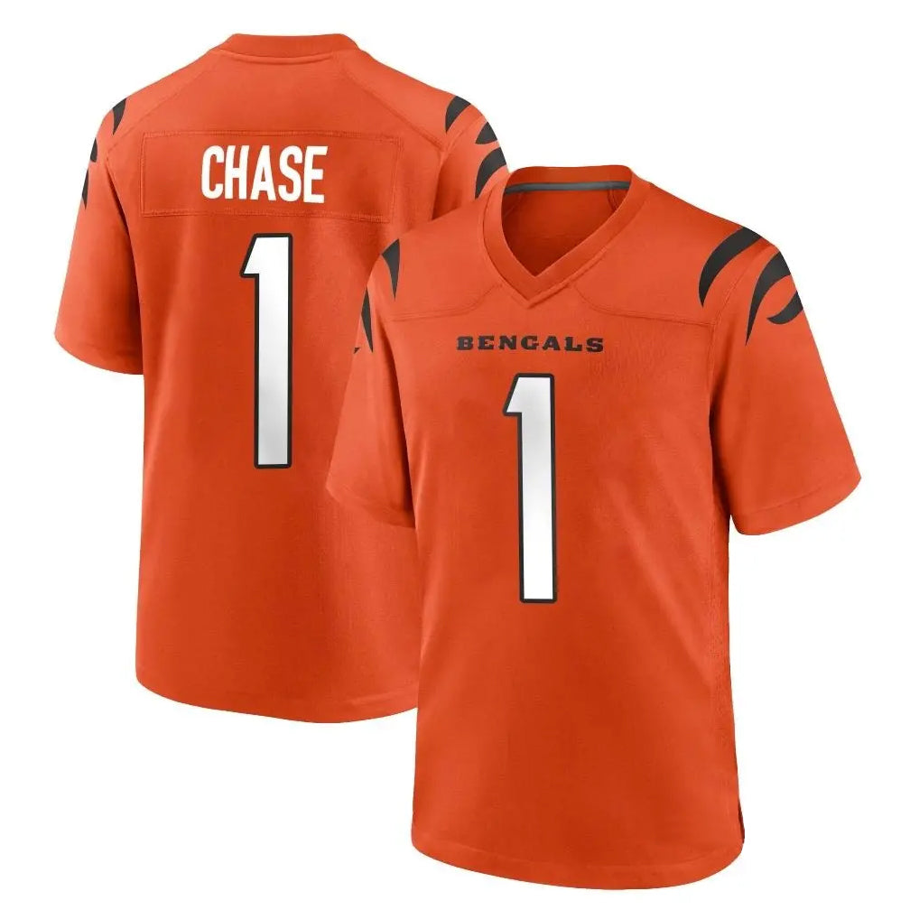 Kooe C.Bengals #1 Ja'Marr Chase Player Orange Home Game Stitched Jerseys