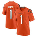 Kooe C.Bengals #1 Ja'Marr Chase Player Orange Home Game Stitched Jerseys