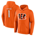 Kooe C.Bengals #1 Ja'Marr Chase Player Orange Salute to Service Pullover Hoodie Limited Stitched Jerseys