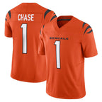Kooe C.Bengals #1 Ja'Marr Chase Player Orange Vapor F.U.S.E. Limited Home Game Stitched Jerseys